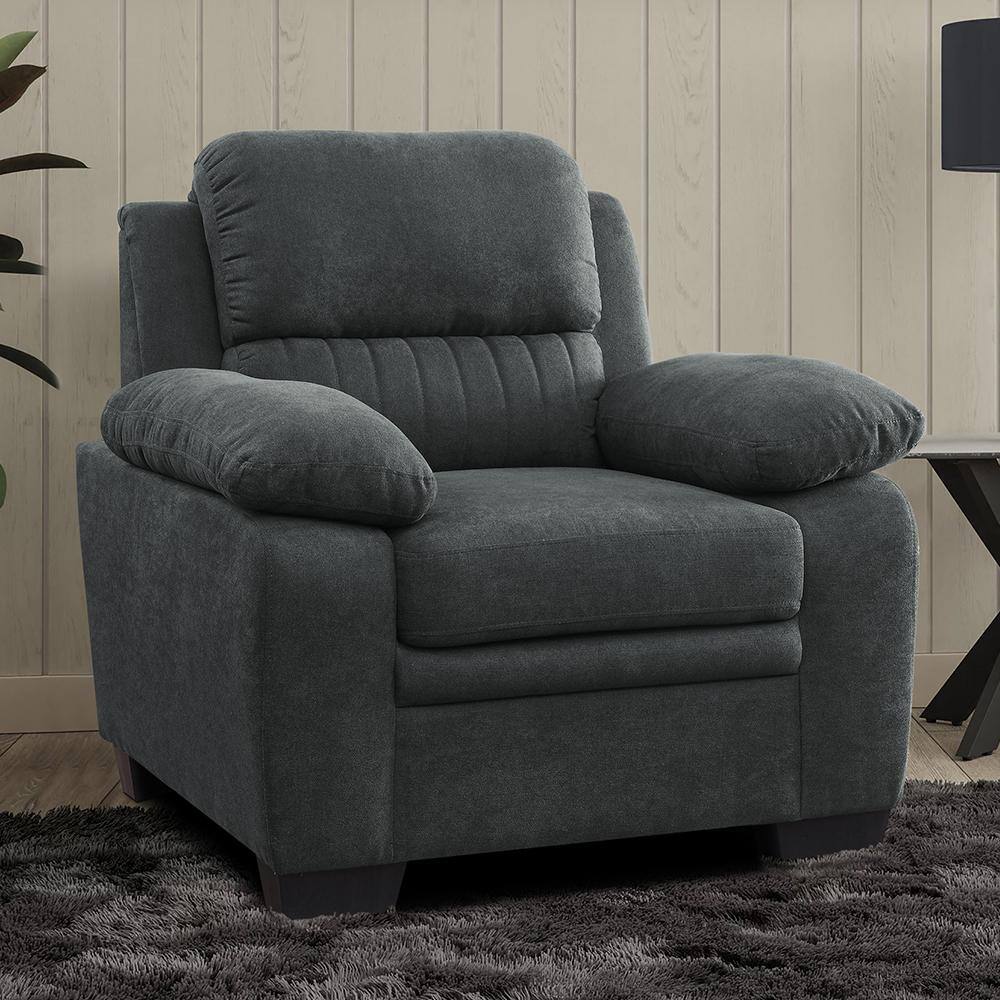 Deliah Dark Gray Textured Fabric Arm Chair