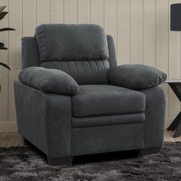 Lazzara Deliah Dark Gray Textured Fabric Arm Chair