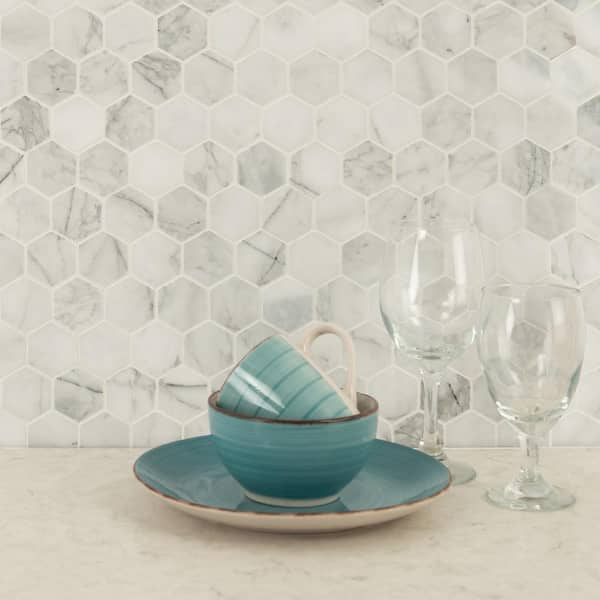 Calacatta Sugar Polished 2 Hexagon Mosaic Tile – All Marble Tiles