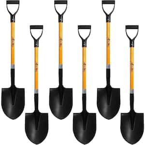 Digging Shovel 41 in. Durable Handle Length Fiberglass Rubber Grip Ashman Heavy-Duty Metal Round Point End (6-Pack)