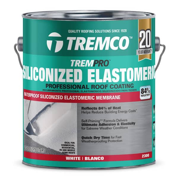 Tremco 1 Gal. 20-Year TremPro Siliconized Elastomeric Reflective Roof ...