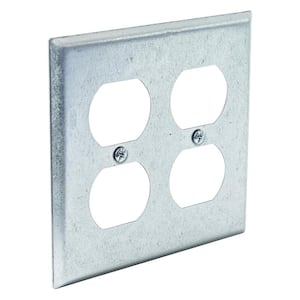 4 in. W Steel Metallic 2-Gang 2-Device Duplex Receptacle Wall Plate (1-Pack)
