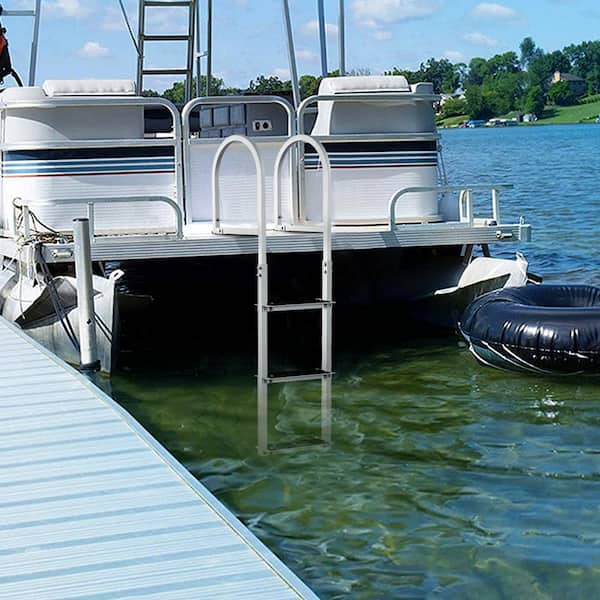 VEVOR Dock Ladder, Removable 3 Steps, 500 lbs Load Capacity, Aluminum Alloy Pontoon Boat Ladder with 3.1'' Wide Step & Nonslip