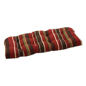 Striped Rectangular Outdoor Bench Cushion in Brown