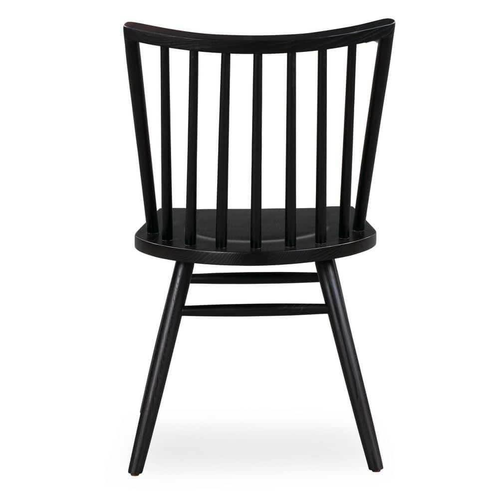 Black High Back Solid Wood Slat Dining Chair