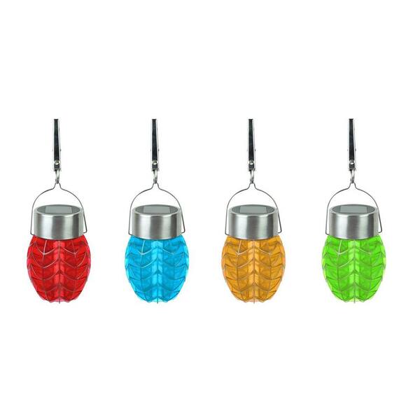Moonrays Solar Powered Integrated LED Red, Green, Blue, and Orange Umbrella Party Lights (8-Pack)