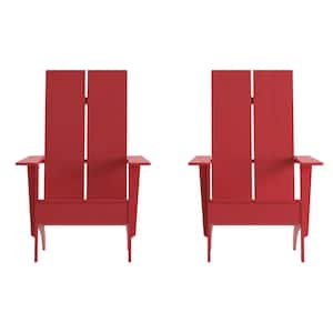 Sawyer Red Weather Resistant Faux Wood Resin Adirondack Lounge Chairs in Red (Set of 2)