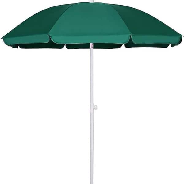 6 ft. Beach Umbrellas for Sand Portable with Tilt Function, Small Patio Umbrella in Green