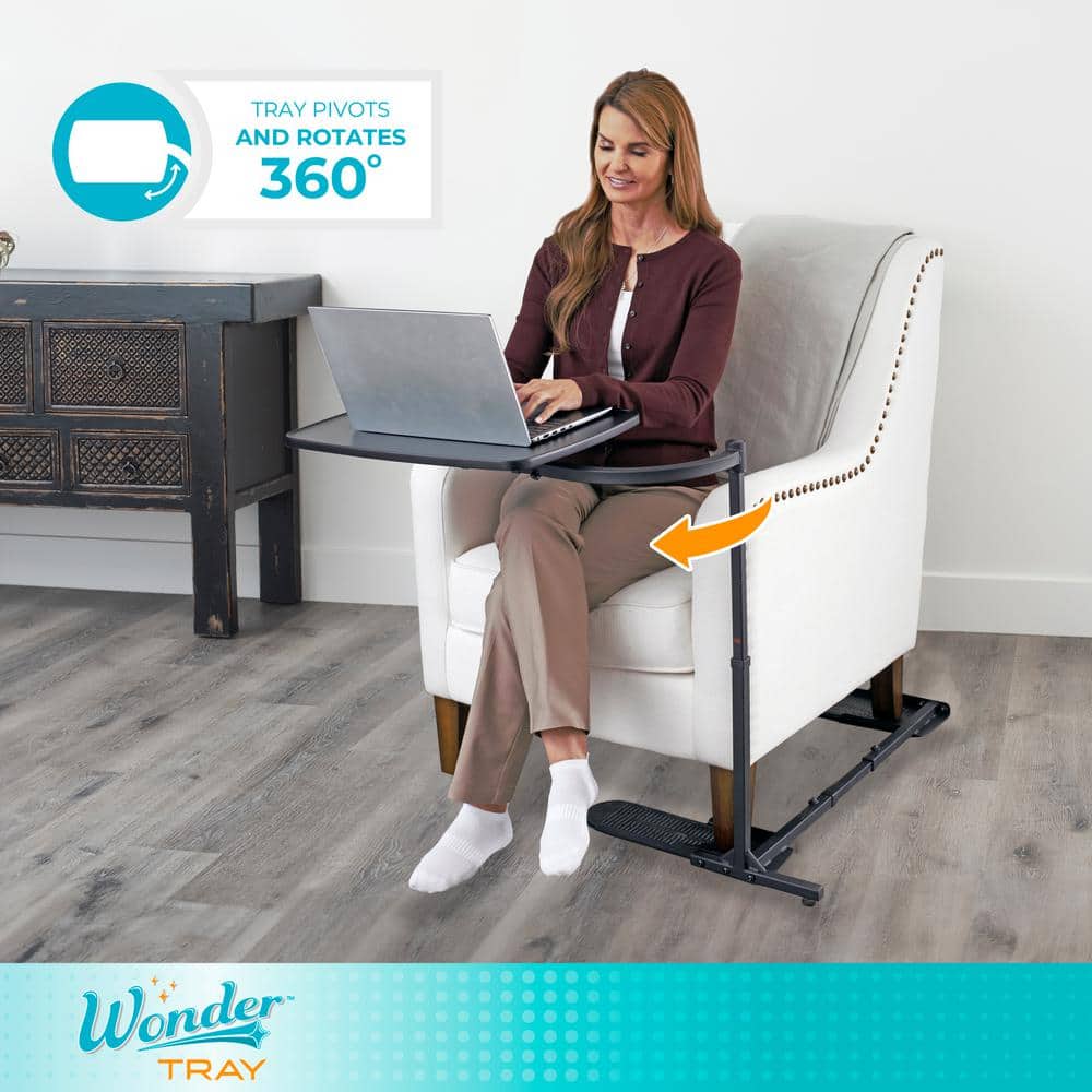 Wonder Tray 20 in. x 15 in. Black Rectangular MDF End Table with 360 ° Swivel Arm - thumbnail 3