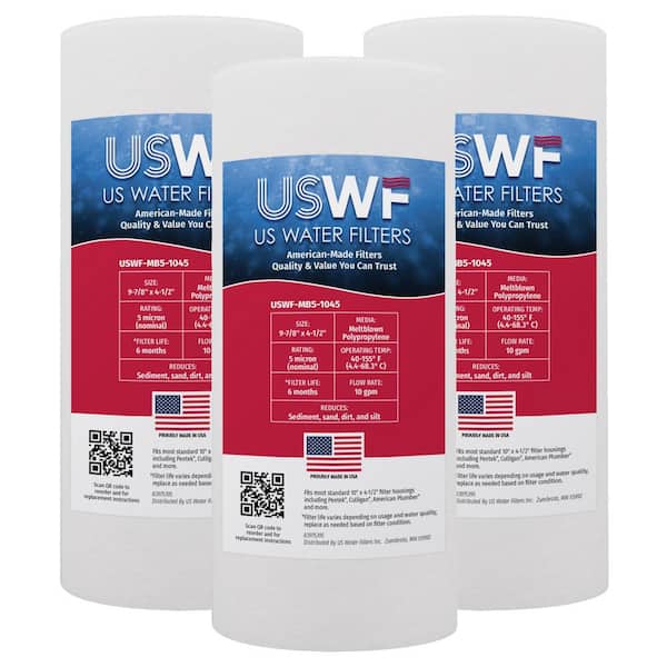 US Water Filters 5 mic 10 in. x 4.5 in. Melt Blown Polypropylene Sediment Whole House Water Filter Cartridge (3-Pack)