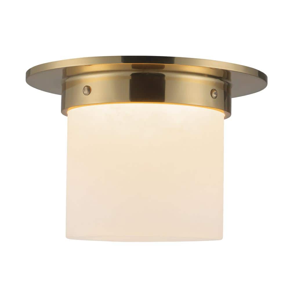 Mineral 8-in (6-in Height) Alabaster Cylinder Flush Mount with Patina Brass Finish price history on PriceWatchPro