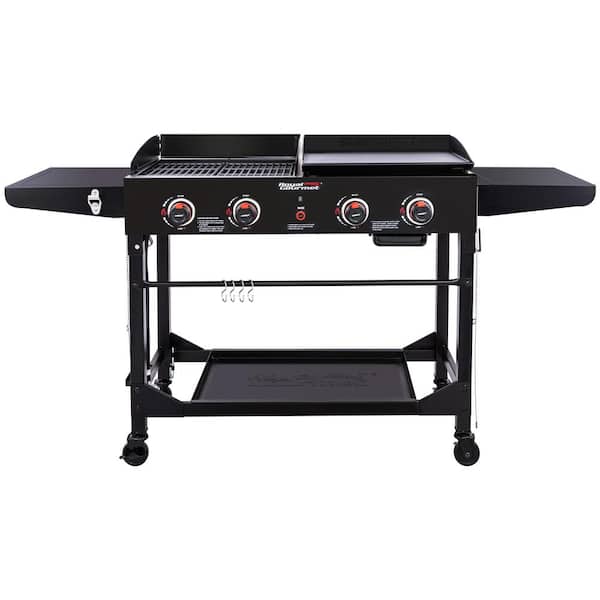 Royal Gourmet 4-Burner Portable Flat Top Propane Gas Grill and Griddle Combo with Folding Legs, 48,000 BTU in Black
