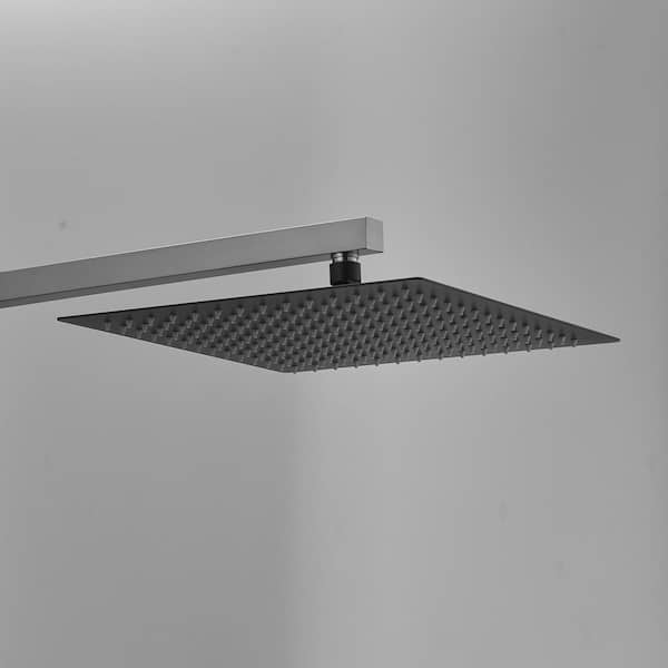 1-Spray Patterns with 1.8 GPM 11.81 in. Wall Mount Rain Fixed Shower Head in Black