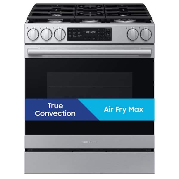 Bespoke 30 in. Smart 5 burner Slide-In Gas Range in Fingerprint Resistant Stainless Steel with True Convection