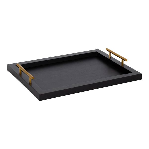 Kate and Laurel Halsey 12.50 in. W Rectangle Black Wood Decorative Tray