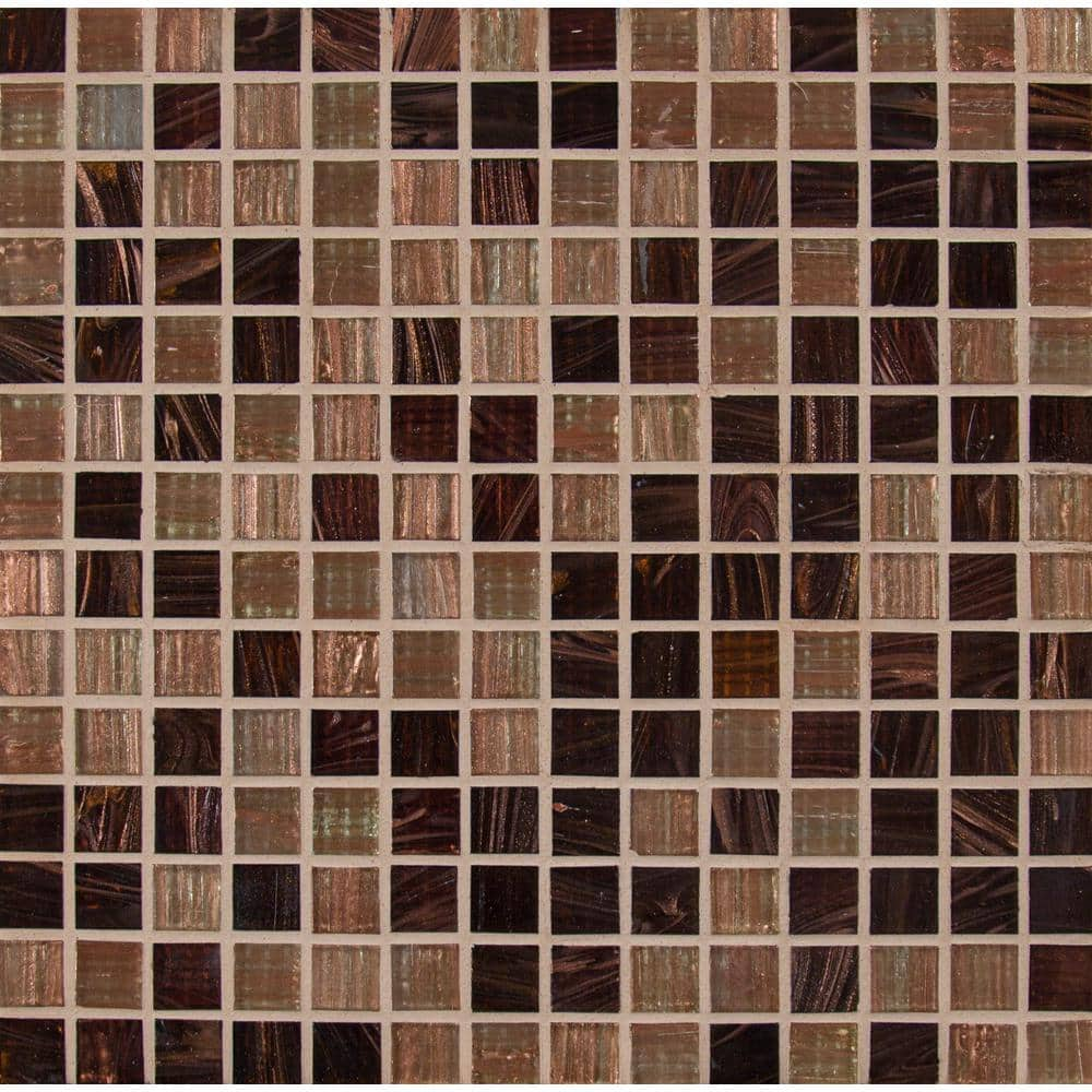 Mocha Natural Stone/Golden Chrome & Hammered Iridescent Glass Mosaic Tile  DIY