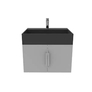 Maranon 24 in. W x 18.9 in. D x 19.25 in. H Single Sink Bath Vanity in Gray with Brushed Nickel Trim with Black Top
