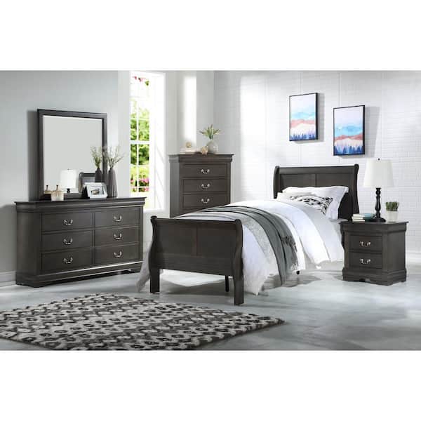 Acme Furniture Twin Louis Philippe Bed Dark Gray - Acme Furniture