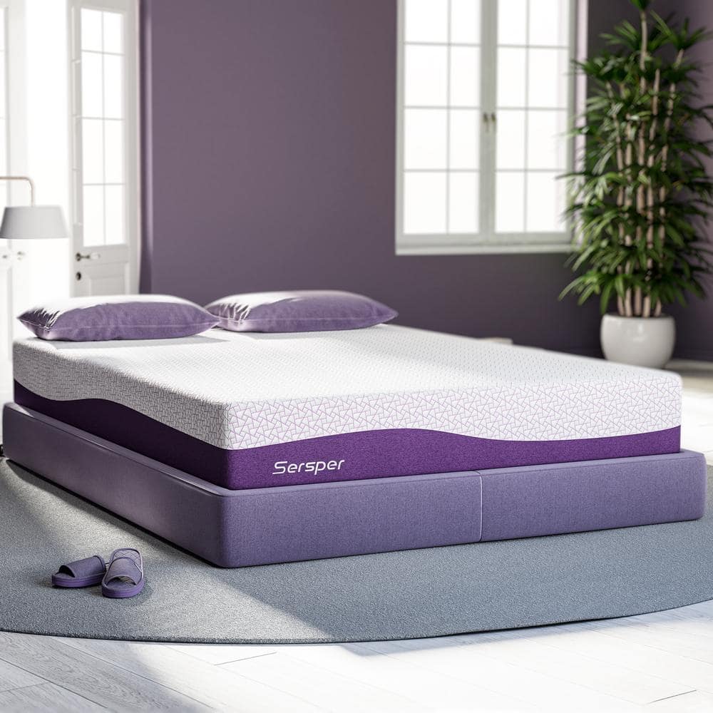Sersper 8 in. Medium Hybrid Bamboo Charcoal Gel Memory Foam Smooth Top