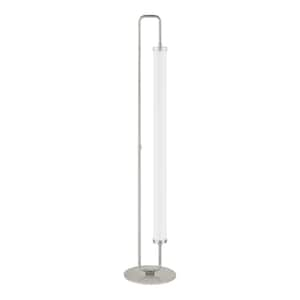 Aranda 58 in. Brushed Nickel Integrated LED Column Floor Lamp with Acrylic Shade and CCT Color Temperature Selectable