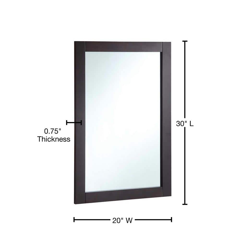 Shorewood Espresso Wood Framed Rectangular Wall Mirror 30x20