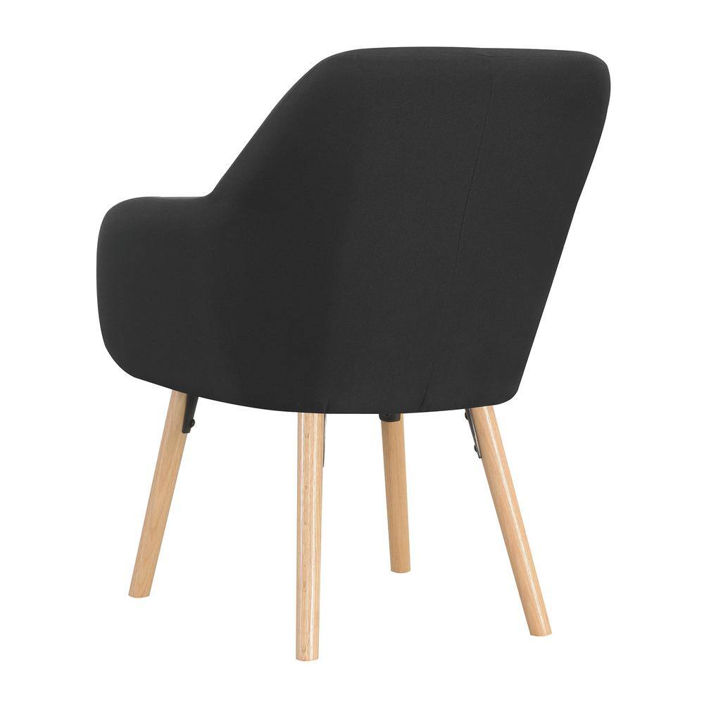 Charlotte Wingback Black Velvet Accent Chair with Sustainably Sourced Wood
