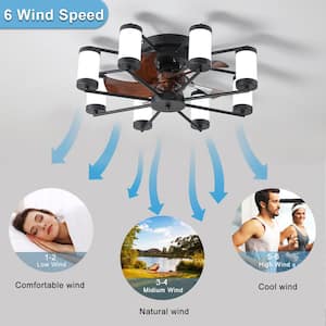 21.7 in. LED Indoor Black and Brown Smart Ceiling Fan with Remote