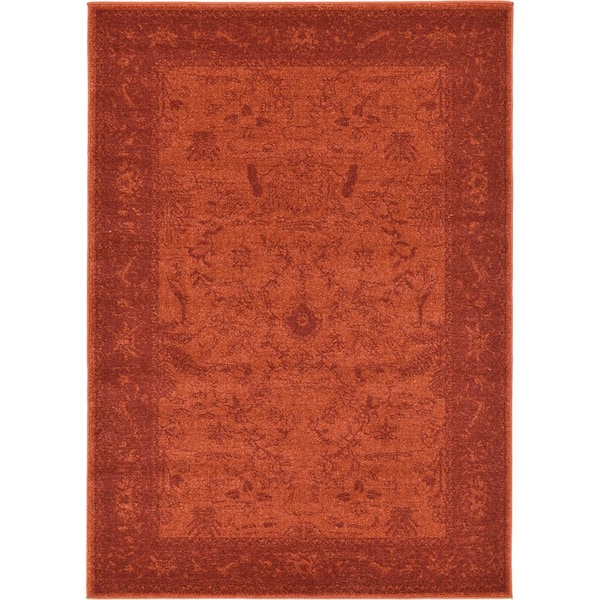 La Jolla Floral Orange 4' 0 x 6' 0 Area Rug