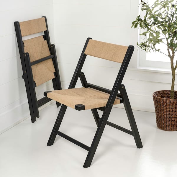 JONATHAN Y Kiawah Coastal Modern Woven Seagrass Teak Wood Folding