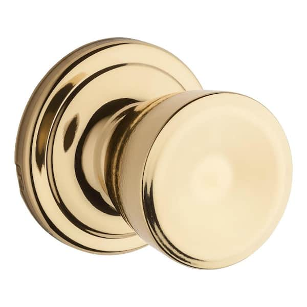 Kwikset Abbey Polished Brass Passage Hall/Closet Door Knob Featuring Microban Antimicrobial Technology