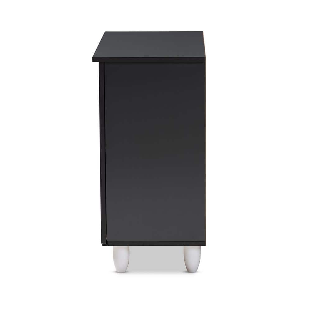Two-Tone Oak and Dark Gray 2-Door Shoe Storage Cabinet