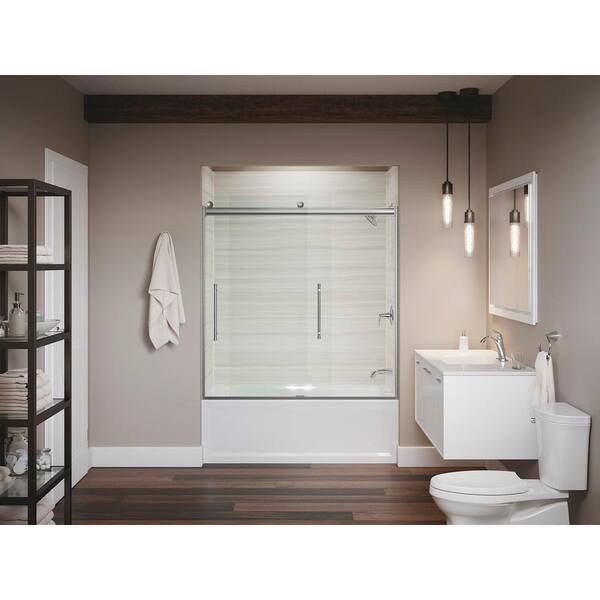 Elmbrook 49.625 in. x 61.5625 in. Frameless Sliding Bathtub Door in Anodized Brushed Nickel