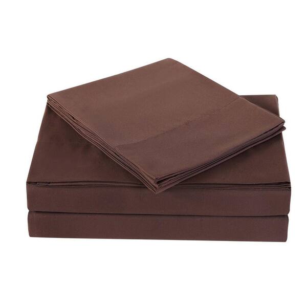 Truly Soft Brown 3-Piece Solid 180 Thread Count Microfiber Twin Sheet Set