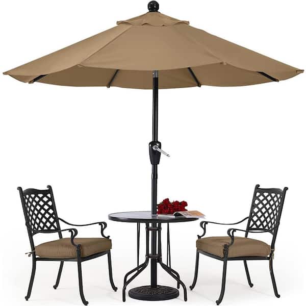 Dyiom 9 ft. Beach Umbrella Red Stripe in Durable Patio Umbrellas Tan