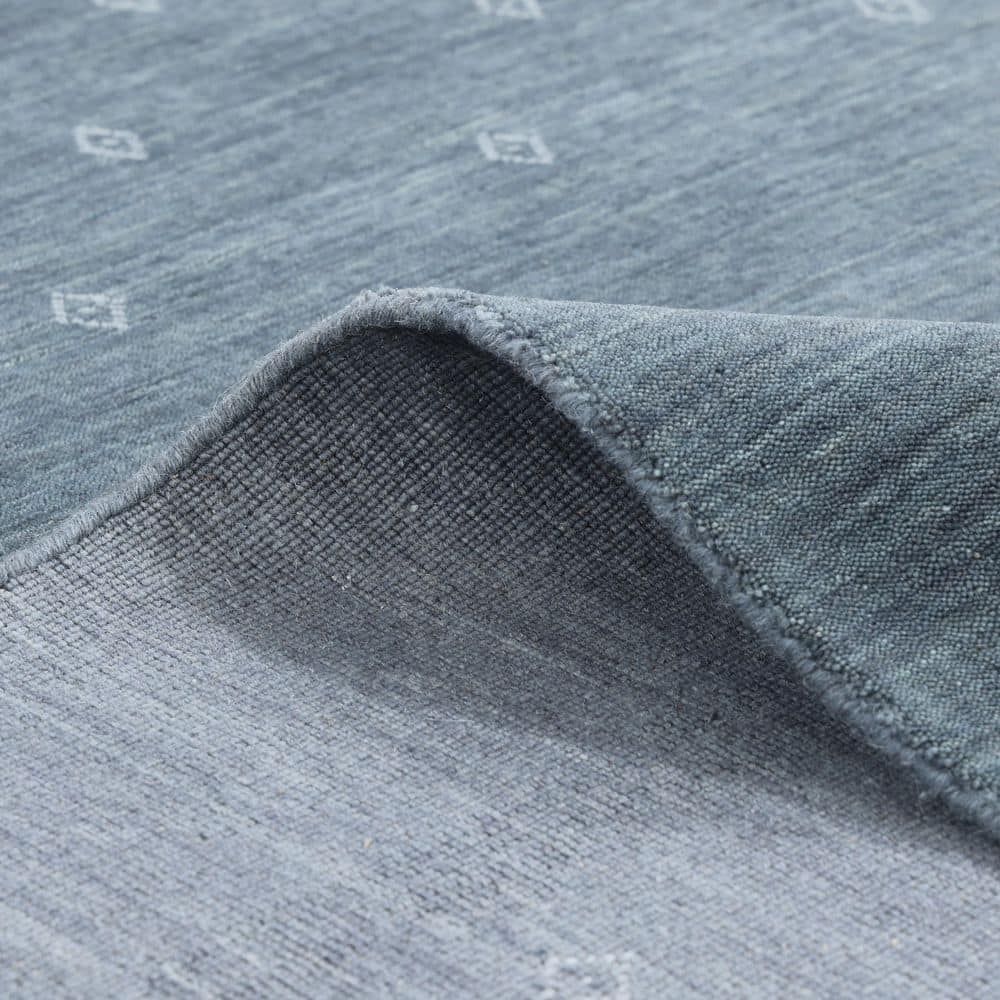 Slate Grey Geometric Hand-Knotted Wool Area Rug 6' x 9'