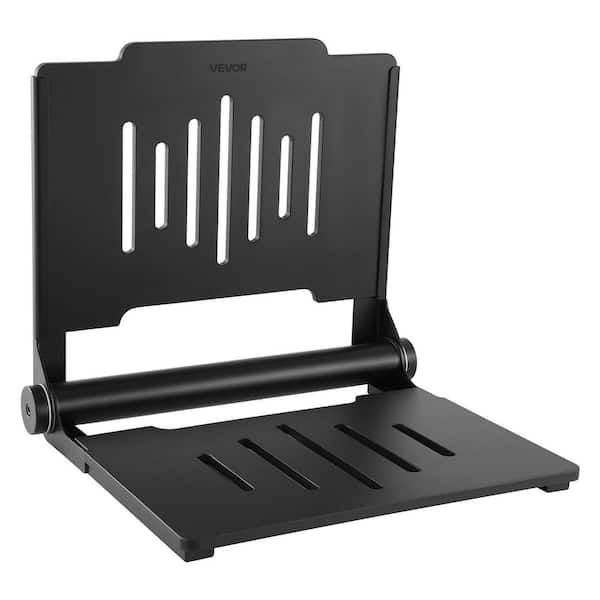 Foldable Shower Seat Wall Mounted, 17.8in. Bench with Backrest, Plastic Seat and Stainless Steel Frame, 400lbs. Capacity