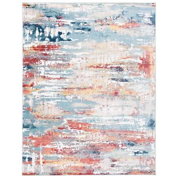 SAFAVIEH Skyler Beige/Burgundy 8 ft. x 10 ft. Geometric Abstract Area Rug