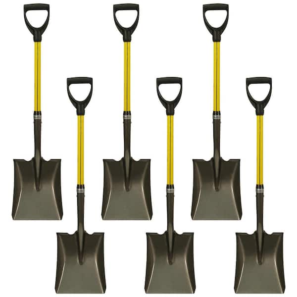 Nupla 30 in. Classic Fiberglass D-Grip Handle and Industrial Grade 14-Gauge Steel Blade Square Point Shovel (6-Pack)