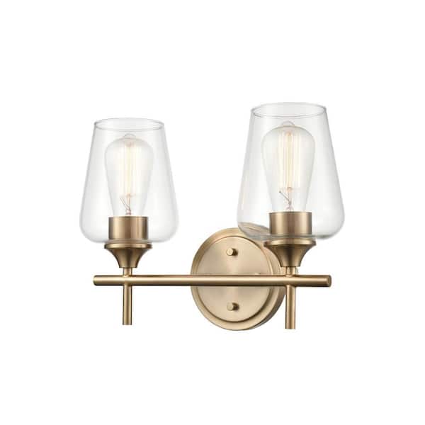13.75 in. 2-Light Modern Gold Vanity Light