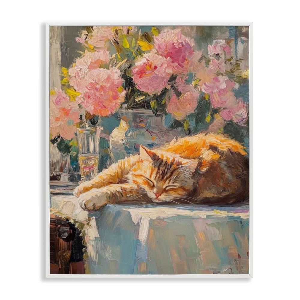 Orange Cat Resting by Nini Art White Framed Animal Giclee Art Print 30 in. x 24 in. price history on PriceWatchPro