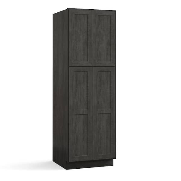 Hausvita 30 in. W x 24 in. D x 96 in. H in Shaker Charcoal Plywood Ready to Assemble Floor Wall Pantry Kitchen Cabinet