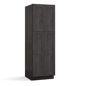 30 in. W x 24 in. D x 96 in. H in Shaker Charcoal Plywood Ready to Assemble Floor Wall Pantry Kitchen Cabinet
