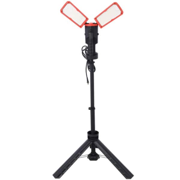 120-Volt LED Work Light with Telescoping Tripod, 10000 Lumen 100-Watt Dual-Head LED Work Light