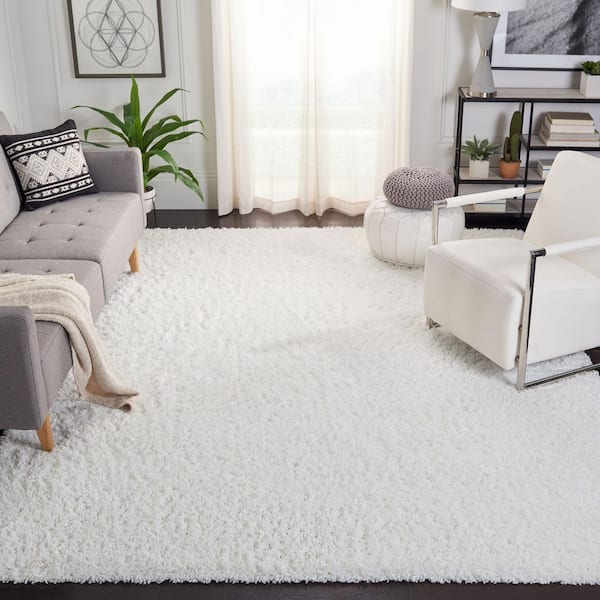 August Shag White 9 ft. x 12 ft. Solid Area Rug