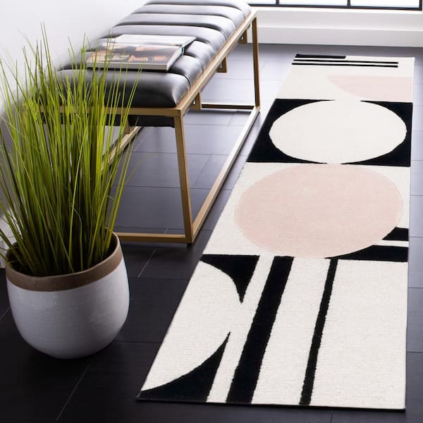 Rodeo Drive Blush/Black 2 ft. x 8 ft. Geometric Runner Rug
