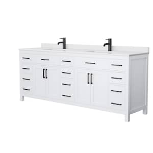 Beckett 84 in. W x 22 in. D x 35 in. H Double Sink Bath Vanity in White with White Cultured Marble Top