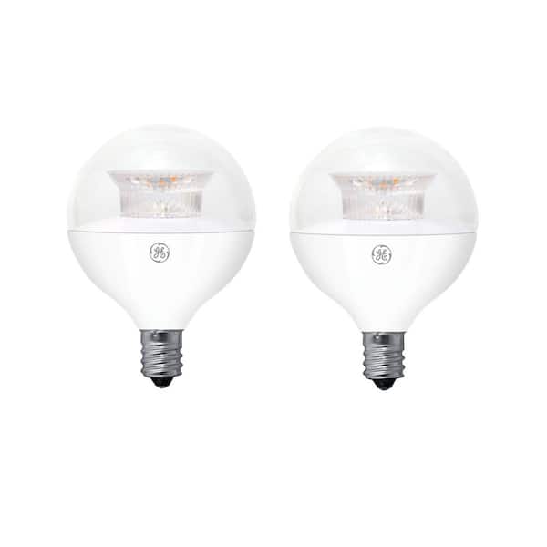 GE 40W Equivalent Soft White (2700K) High Definition G16.5 Globe Clear Dimmable LED Light Bulb (2-Pack)