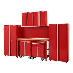8-Piece Ready-to-Assemble Steel Garage Storage System in Red (145 in. W x 98 in. H x 24 in. D )