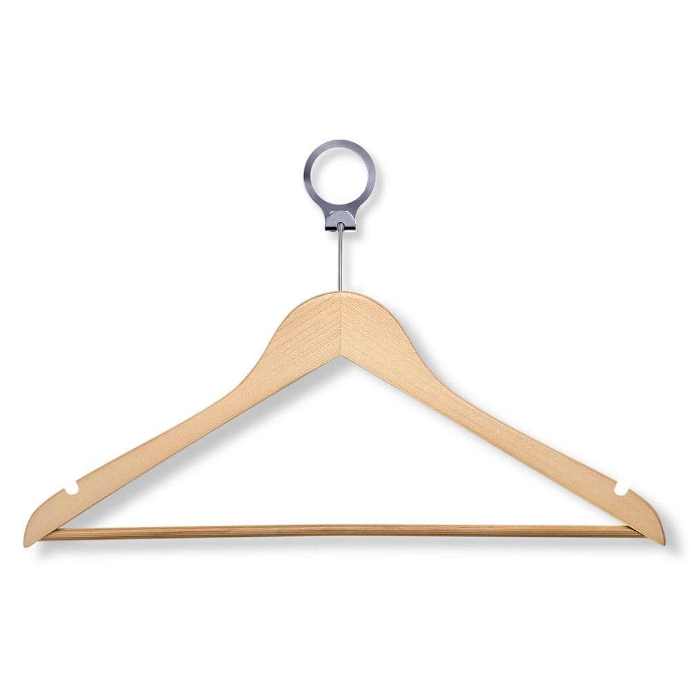 24pk W Honey Can Do Maple Wooden Hangers with Non-Slip Bar 