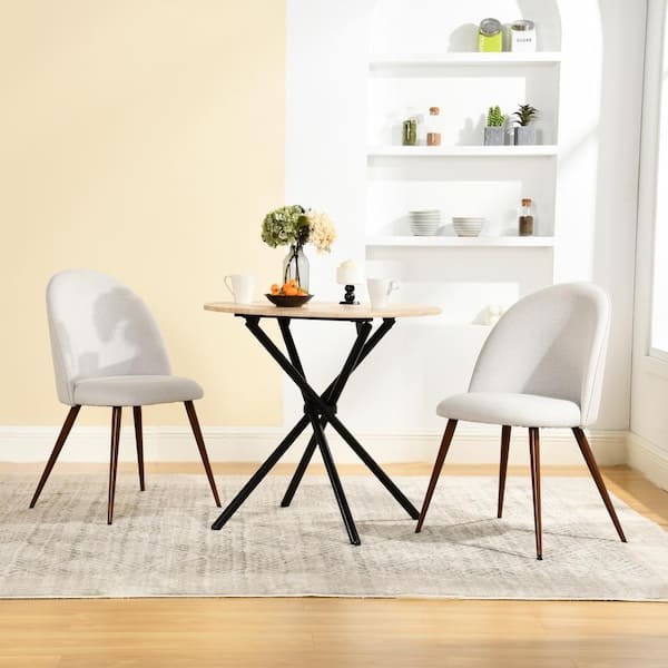 Homy Casa Zomba HB Farmhouse Beige Boucle Side Chairs with High Back, Walnut Legs, Easy Assembly for Stylish Comfort (Set of 2)